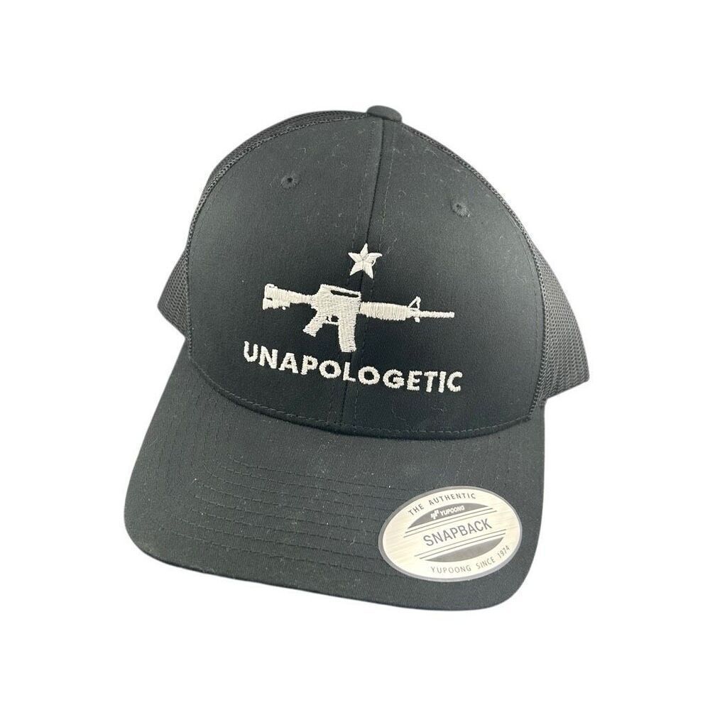 Unapologetic Black Snapback Mesh Trucker Hat Yupoong